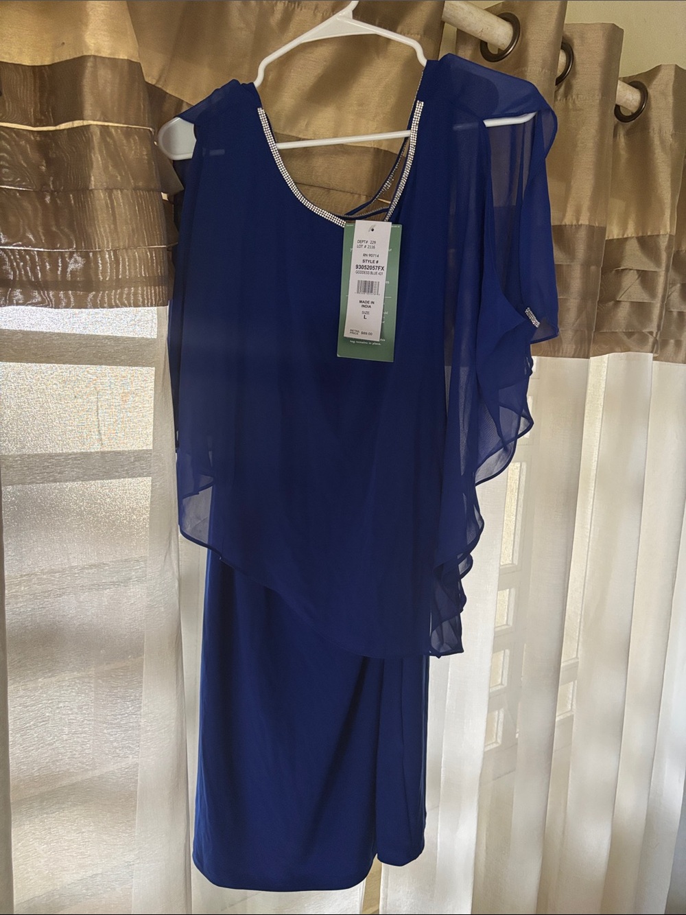 Elegant Royal Blue Chiffon Overlay Dress - Brand: (blank)